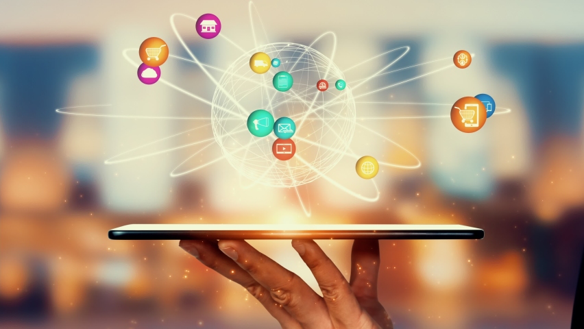Omni channel technology of online retail business method. Multichannel marketing on social media network platform offer service of internet payment channel, online retail shopping and omni digital app | Shutterstock HD Video #1081905452