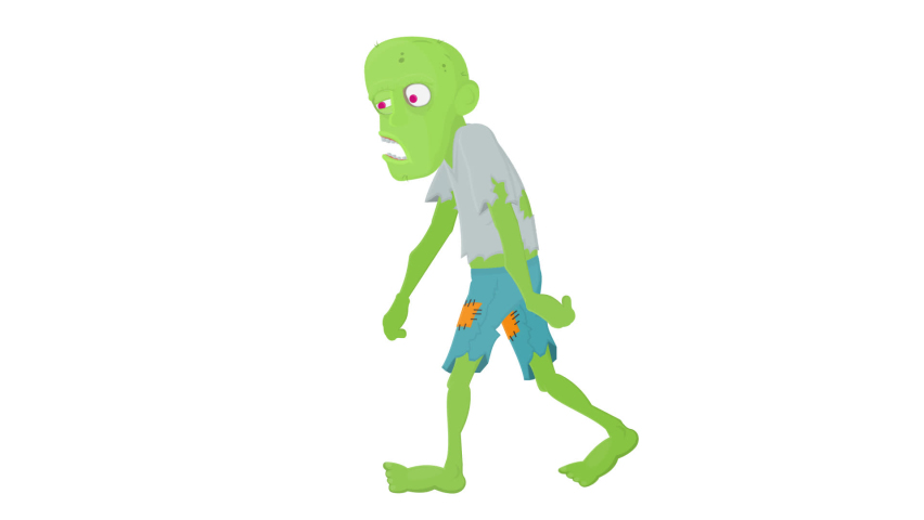 Zombie. Animation of a dead animal, alpha channel is enabled. Cartoon