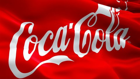 Coca Cola logo Video. Coca-Cola logo on red background. Coca Cola is carbonated soft drink beverage sold in stores and restaurants.Food background. Coke 1080p Full HD video - New York, 4 July 2021
