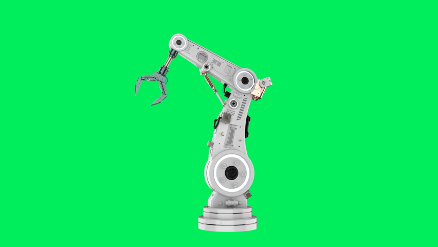 3d rendering robot hand or robotic arm isolated on green screen background 4k footage