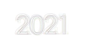 Change New Year from 2021 to 2022 linear sign background. Animated illustration