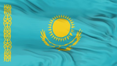 Kazakhstan flag is waving 3D animation. Kazakhstan flag waving in the wind. National flag of kazakhstan. flag seamless loop animation. 4K
