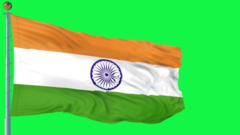 India flag is waving 3D animation. India flag waving in the wind. National flag of India. Sign of India seamless loop animation.