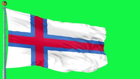 Faroe islands flag is waving 3D animation. Faroe islands flag waving in the wind. National flag of Faroe islands. flag seamless loop animation. 4K