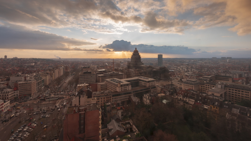 Brussels, Belgium cityscape at Palais de Justice during dusk. Royalty-Free Stock Footage #1081926185