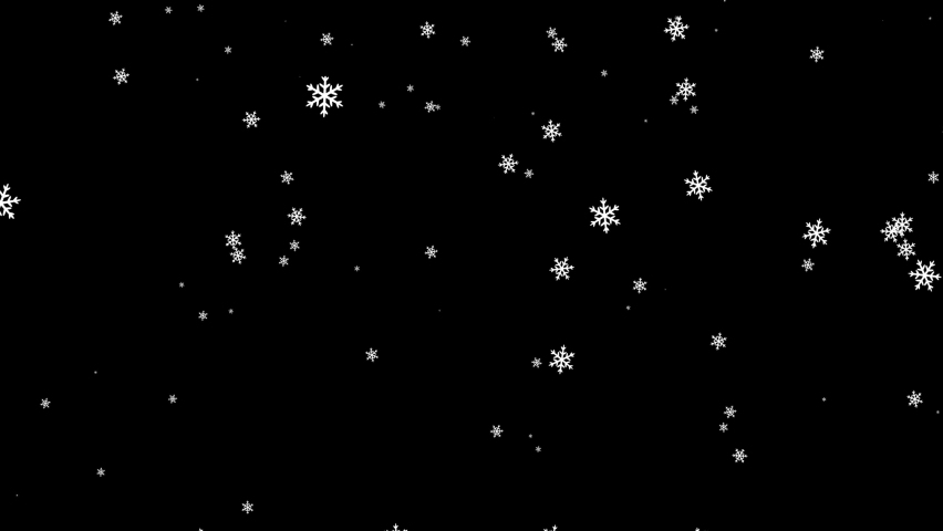 Falling shaped snowflakes on a black background. Motion graphic video animation. Royalty-Free Stock Footage #1081932092