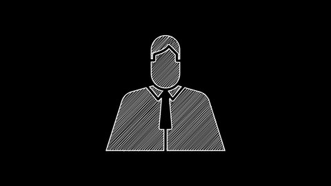 White line Lawyer, attorney, jurist icon isolated on black background. Jurisprudence, law or court icon. 4K Video motion graphic animation.