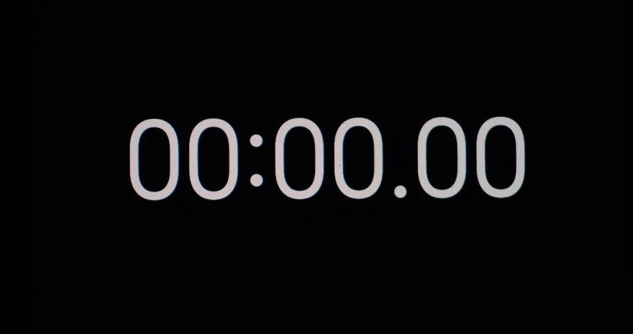 Digital stopwatch display. Counting seconds from zero to ten. Ten seconds in real time. Isolated on black background. Royalty-Free Stock Footage #1081940165
