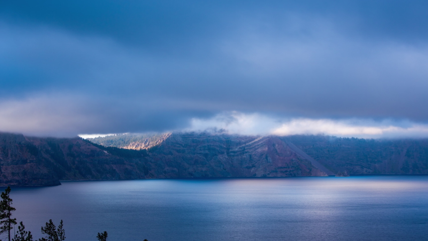 Time lapse - Dramatic Clouds over Crater Lake National Park, Oregon