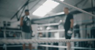 Out of Focus Boxers in Boxing Ring. High quality video