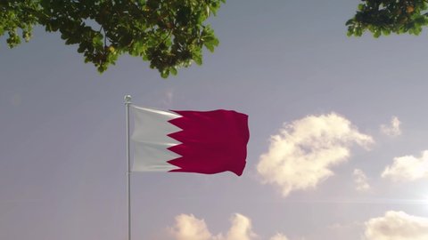 Bahrain Flag With Modern City -3D rendering