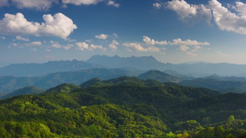 Time Lapse, a lovely winter scene. Beautiful landscape at Doi Kham Fah Viewpoint in Padaeng National Park, Chiang Mai, with Chiang Dao Mountain in the background. One of Thailand's most spectacular.