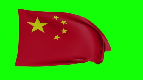 China flag waving in the wind (greenscreen + black background + white background + luma matte transparent) 3d rendering
