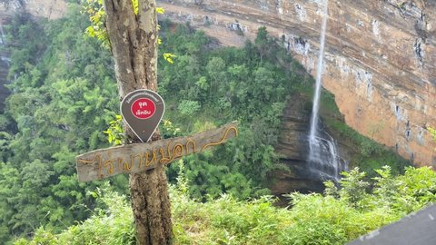 Phetchabun, Nam Nao, Thailand-8 November 2021: Nam Nao Waterfall Canyon Viewpoint of Pha Mok Resort, Nam Nao District, Phetchawad Province.