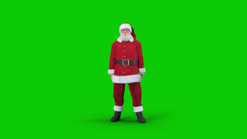 Santa Claus dances k-pop happy energetic dance. Merry christmas and happy new year dancing theme. Funny old Santa doing Gangnam style movements animation isolated on greenscreen with alpha 3D render | Shutterstock HD Video #1081991255