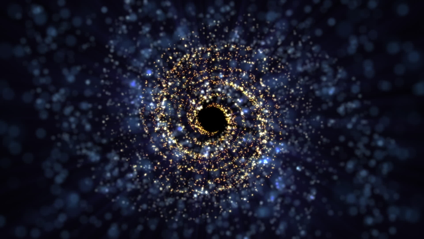 Outer Space sci-fi background. Gold and blue spiral galaxy stars and particles. Looping, HD motion background animation. | Shutterstock HD Video #1082000141