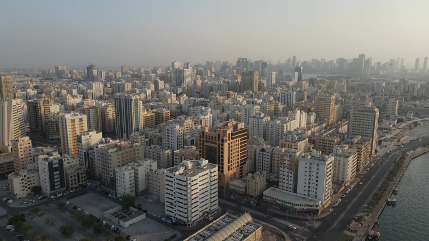 4K: Aerial view of Sharjah