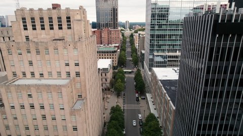 Drone shot of downtown Raleigh North Carolina