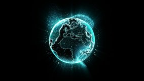 Futuristic motion graphic user interface head up display screen with Holographic Earth and digital data telemetry information display for digital background computer desktop display screen - Powered by Shutterstock - Get 15% off with code: PIKWIZARD15