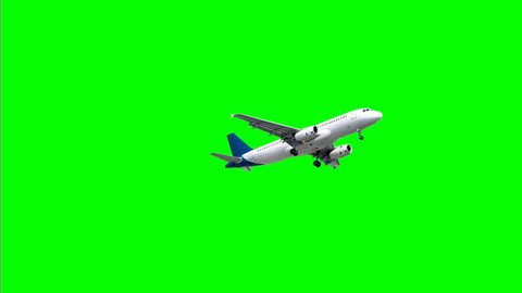 The plane is taking off on green screen background.