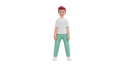Illustration 3d modeling of stylish character in front view doing Air Squat Bent Arm or squat jump, cartoon animation about exercise. suitable for sports video editing, health products, etc.