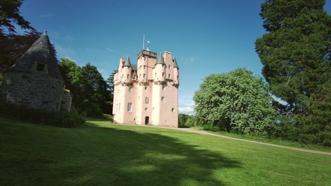 Craigievar Castle is a pinkish harled castle or fortified country house 6 miles south of Alford, Aberdeenshire, Scotland, Highlands, UK. One of Scotland's most picturesque castles - 17th of July 2021