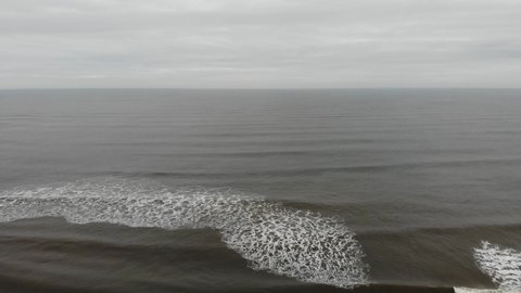 Drone footage of the seafront and beach at Scarborough, North Yorkshire, UK. 15.10.21