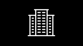 White Line Mayor's Office Icon Isolated on Black Background. Building and Construction Concept Icon. 4K Ultra HD Seamless Loop Video Motion Graphic Animation.