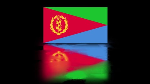 Eritrea Flag revealed with realistic reflection on stylish black background