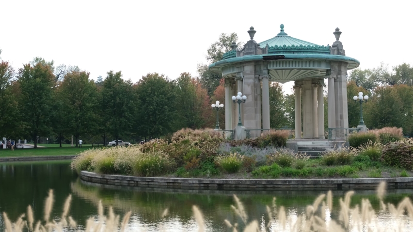 Moving Down Shot at Pagoda Circle in Forest Park, St. Louis, Missouri - Shot 9 (Walking Right to left Fast)