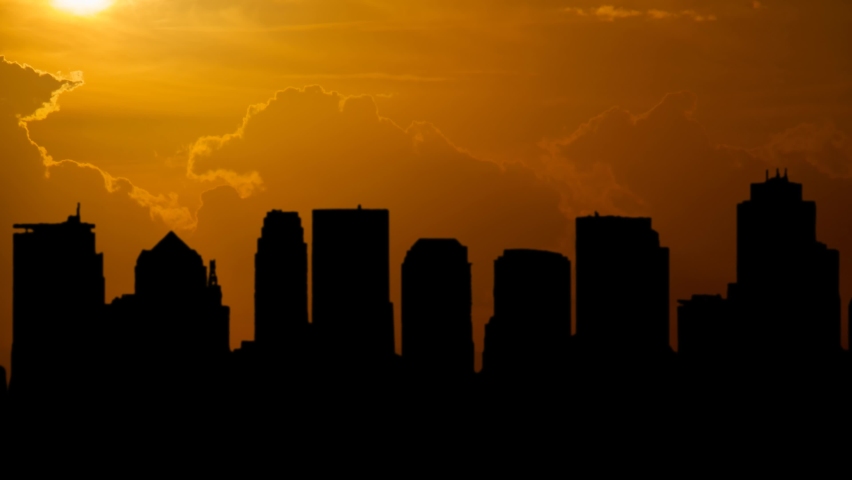 Salt Lake City Downtown Skyline at Sunset, Time Lapset with Red Clouds and Fiery Sky, Utah, USA