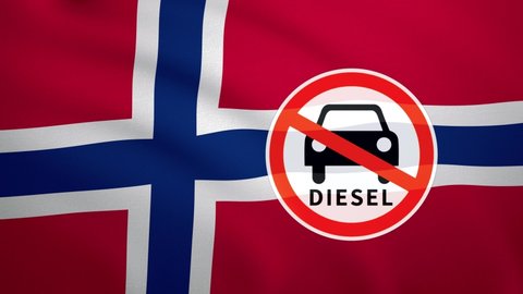 Flag of Norway with the sign of Diesel fuel ban.

CO2 regulation of emissions
3D animation