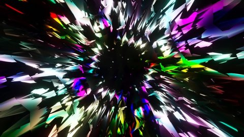 Multicolored retro neon glowing spark kaleidoscope. Looped animation motion graphic. Abstract seamless VJ neon HD background.
