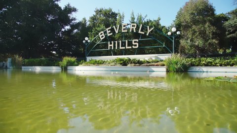 Beverly Hills, USA - November 04, 2021: The Beverly Hills Sign, Los Angeles Neighborhood Real Estate