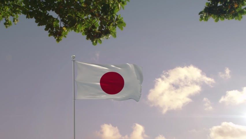 Japan Flag With Modern City -3D rendering