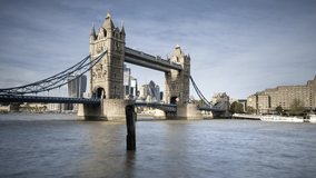 Lovely Tower Bridge Time Lapse Video While The Bridge is Opened and Closed with a Clear Skyline