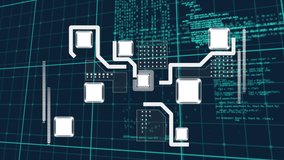 Animation of data processing and network of connections over gird. global data processing and digital interface concept digitally generated video. - Powered by Shutterstock - Get 15% off with code: PIKWIZARD15