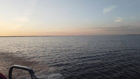 Left To Right Pan Of Ocean Water At Sunset Over Florida Everglades