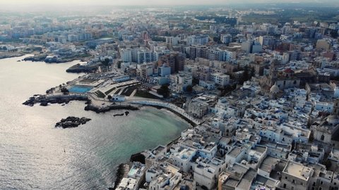 Aerial view over the city of Monopoli at the Italan east coast - travel photography