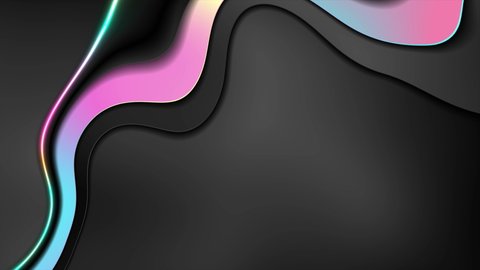 Abstract black corporate motion background with holographic waves. Seamless looping. Video animation Ultra HD 4K 3840x2160