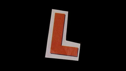 4K Stop Motion - paper with letter L moving on black png background. More elements in our portfolio.