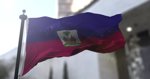 Haiti national flag waving.  Government politics and country news illustration