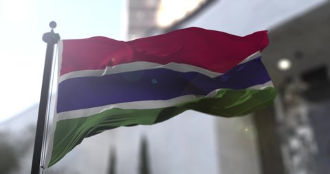 The Gambia national flag waving.  Government politics and country news illustration