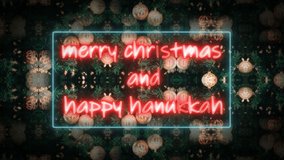 3D Christmas red neon lettering with merry christmas and happy hanukkah sign - Powered by Shutterstock - Get 15% off with code: PIKWIZARD15
