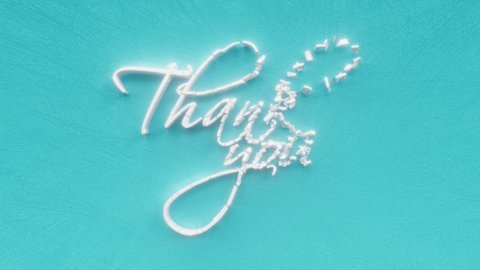 Thank You Day text inscription, gratitude and thanks, thankful and appreciation holiday concept, glitter sparkle decorative animated lettering, 3d render of festive greeting card motion background.