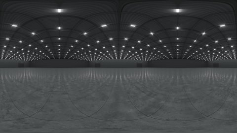 HDRI panorama of empty exhibition space. backdrop for exhibitions and events. Tile floor. Marketing mock up. 3D render illustration. 4K video.	