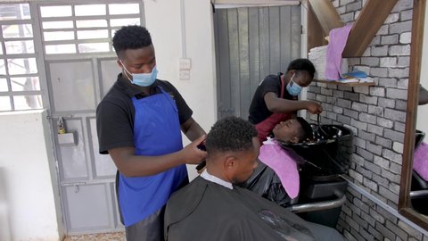 Nairobi, Kenya - ‎September ‎6, ‎2021: Barber shop in Africa