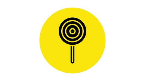 Black Lollipop icon isolated on white background. Candy sign. Food, delicious symbol. 4K Video motion graphic animation.