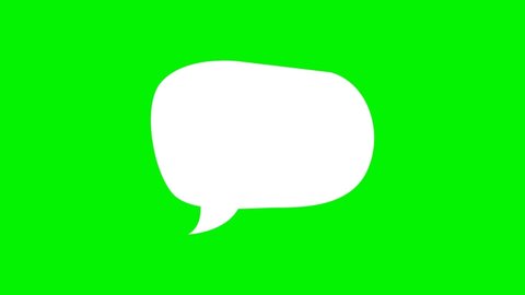 Animated white outlined speech bubble, chat balloon icon. Pictogram, comic book, anime. Useful for web site, banner, greeting cards, apps and social media posts. Chroma key, green screen background.