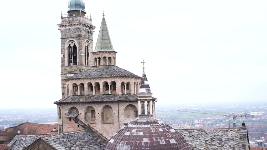 Towers of the Basilica of Santa Maria Maggiore in Bergamo. Italy